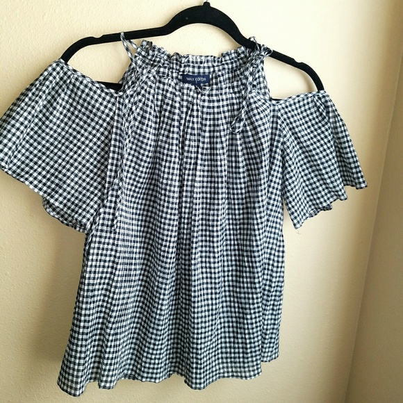 Max Studio Tops - MAX EDITION Gingham Cold Shoulder Top